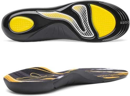 Leebey Orthopädische Einlegesohlen Herren Damen Weich Fußgewölbestütze Einlagen Komfort Arch Support Schuheinlagen für Plattfuß Plantar Fersensporn Fußschmerz Fasciitis Schwarz 43-44 EU
