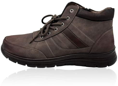 Nowaland Herren Winterboots mit Warmfutter, Bequeme Freizeit-Schnürstiefeletten mit Reißverschluss, Rutschfeste Winterschuhe für Alltag und Outdoor