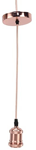 Depisuta Support de Lampe à Suspension Vintage, Support de Lampe E27 avec Cordon pour Chambre à Coucher 100-240 V, Douille Rétro Décorative, Large Application pour Salons, Bureaux (or rose)