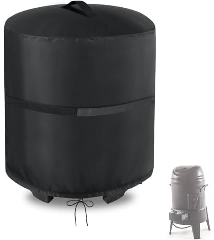 Flymer Smoker BBQ Abdeckung für Charbroil The Big Easy Smoker 140678, 500D Heavy Duty Wasserdicht BBQ Abdeckung für Fleischräucher, Elektrische Luftfritteusen, 61 x 93 cm Rund, Schwarz