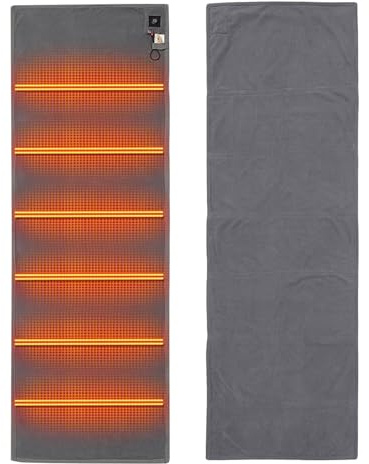 Polyester-Fleece, USB-beheizte Isomatte, 198 x 62 cm, 6 Heizzonen, 3 Temperaturen, 40–65 °C, Campingmatte für Wandern, Reisen, wiederaufladbar, kompatibel mit Powerbank
