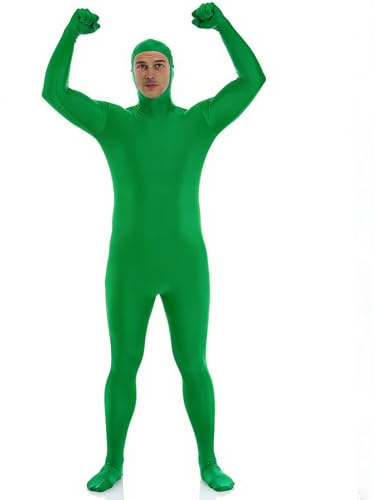 Fancysky Traje Carnaval para Mujeres y Hombres, Disfraz Segunda Piel Unisex, Halloween, Carnaval y Cosplay, con Cara Descubierta (verde, L)