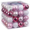 Inge-glas 64 Christbaumkugeln 6cm Kugelbox Kunststoff bruchfest Dekokugeln Weihnachtskugeln Baumkugeln Baumschmuck Set Plastik PVC 60mm Kugeln Rosa-Mix rosa Hellrosa