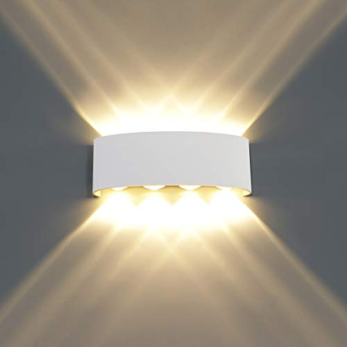 HAWEE Modern Wandlampe LED Wandleuchte Up Down Wasserdicht Aluminium Wandbeleuchtung Innen Außen für Badezimmer Veranda Schlafzimmer Korridor Wohnzimmer Treppen Flur, 8W Warmweiß