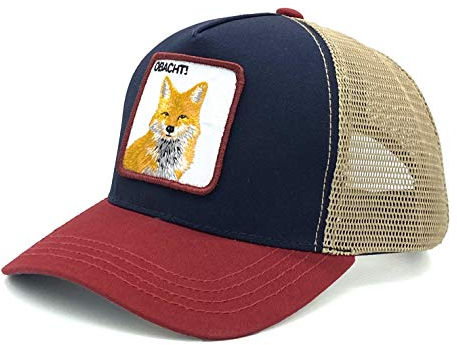 OBACHT! Trucker Cap - Patch gestickt - Baseballcap - Basecap mit Statement Stickerei - Snapback Cap - Schirmmütze Winter/Sommer - Truckercap - Bavarian - Bayern - Fuchs - Fox - rot - blau - beige