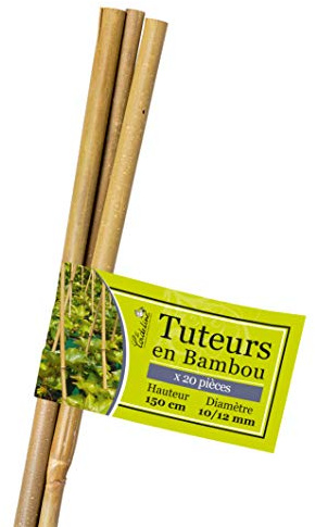 Lot de 20 tuteurs Bambou, longueur 150 cm, diamètre 10/12 mm, La Cordeline LTB150-20
