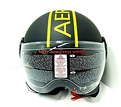 Jethelm Demi Urban Motorradhelm zugelassen ECE 22 Visier Avio Scooter AER schwarz matt Fashion Gelb Größe L...