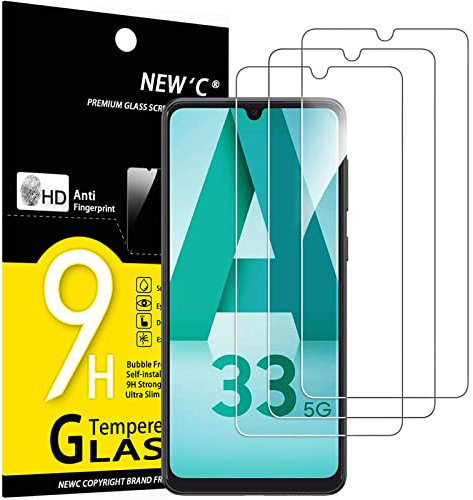 NEW'C 3 Stück für Samsung Galaxy A33 5G für Panzerglas, Frei von Kratzern, 9H Härte, HD Displayschutzfolie, 0.33mm Ultra-klar, Ultrabeständig