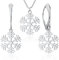 PANDA LUXURY JEWELLERY Schmuckset für Damen Ohrringe Silber 925 Hängend Schnee Schneeflocke - Kette Damen mit Anhänger Schmuck Set für Sie - Ohrringe Hängend und Halskette Mädchen Geschenk Frauen
