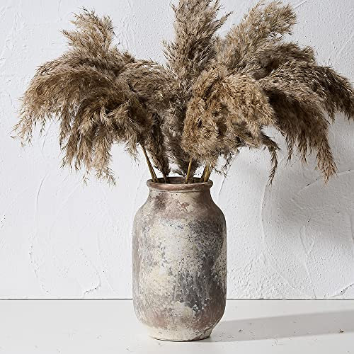 SIDUCAL Jarrón Grande de cerámica rústica de Granja, jarrón de Terracota encalado, jarrón Decorativo de cerámica para decoración del hogar, Mesa, decoración de Sala de Estar, decoración de estantes,