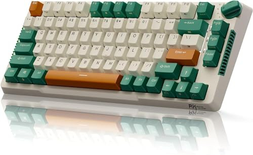 RK ROYAL KLUDGE H81 Tastiera Meccanica Hot-swap Tastiera da gioco Wireless al 75% Montata Su Manopola A Tripla Modalità da 2,4 GHz/BT5.1/USB-C Con Interruttore Speed Sliver RGB, Layout USA a 81 Tasti