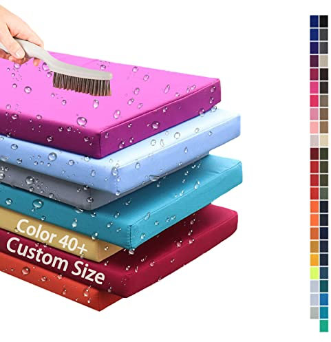 Samnuerly Wasserfestes Bankkissen Bankauflage Outdoor Sitzkissen Bank, Benutzerdefinierte Größe 47 Farben Stuhlkissen, 5cm Dicke Sitzkissen Rutschfestes für Innensofa/Gartenkissen