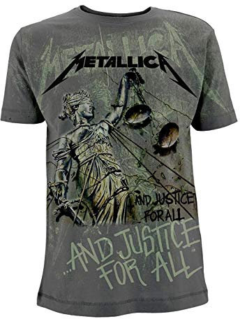 Metallica ... and Justice for All - Neon Backdrop Men T-Shirt Charcoal(X-Large)