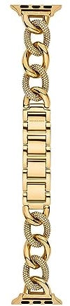 Michael Kors Damenarmband kompatibel mit Apple Watch, 38/40/41 und 42/44/45/49 goldfarbenes Edelstahlarmband, MKS8059E