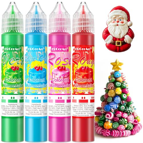 Colorant Alimentaire Liquide - 4 Couleurs Colorant Alimentaire Hautement Concentré, Sans Gluten, Sans Produits Laitiers, Colorant Alimentaire Naturel pour Oeufs Bio, Gâteau, Fondant, Macaron - 30 ml