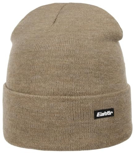 Eisbär Skater OS Strickmütze Beanie Skimütze Wintermütze Wollmütze Umschlagmütze Damen/Herren - mit Umschlag Herbst-Winter Winter - One Size beige