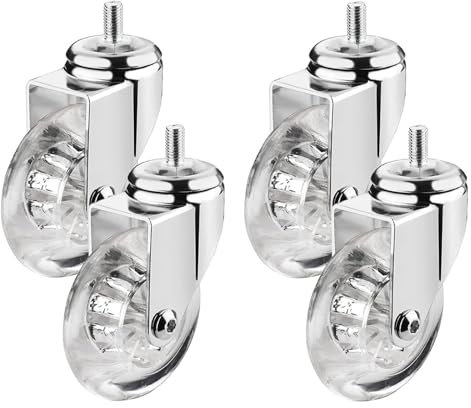 Möbelrollen, Lenkrollen, ein Satz von 4 Lenkrollen for Möbel 75 mm, mit Gewindestiften M8x15, M10x15 und Kugellagern, transparente Gummi-Lenkrollen, Transportrollen, Einzellast (Co ( Color : 4 Swivel