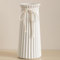 White Ceramic Vase for Flowers and Pampas Grass - 10 Inch Ribbed Decorative Table Vase in Modern Nordic Rustic Style for Home Decor and Centerpieces