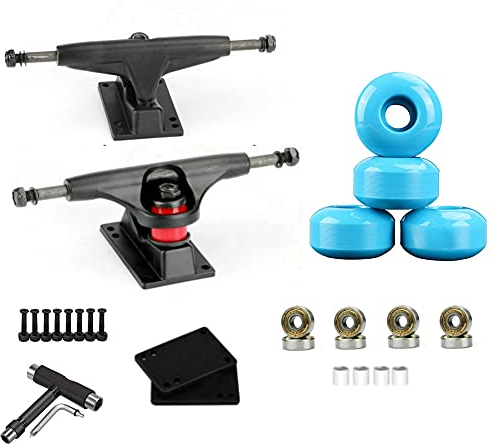 Pcivzxam 100A Skateboard-Longboard, 52 x 32 mm Rollen mit 12,7 cm Skateboard-Achsen und Skateboard-Werkzeugen, Skateboard-Zubehör, Blau