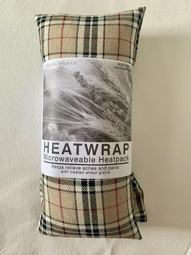 Large Wheat Heat Pack Cotton Tartan Microwave Wheat Bag Unscented, Beige