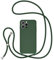 UEEBAI Lanyard Case for iPhone 16 Pro 6.3, Crossbody Liquid Phone Cover Necklace Cord Strap Soft Shockproof Protective Case - Dark Green