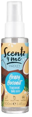 Yardley London Scentz 4 Me Verrückte Kokosnuss Körperspray, tropischer & cremiger Duft, langanhaltendes Körperspray, Körperspray, 100 ml