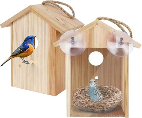 Ghzste Fenster-Vogelhaus mit Saugnapf, Wildvogel-Futterspender für den Außenbereich, Durchsichtiges Fenster-Vogelhaus für die Betrachtung von Innen, für Blauvögel, Finken, Meise Im