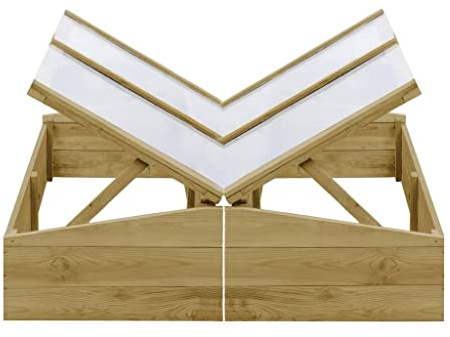 Set di 2 serre in legno di pino impregnato con tetto, serra da giardino 100 x 50 x 35 cm, serre in legno per aiuole e piante