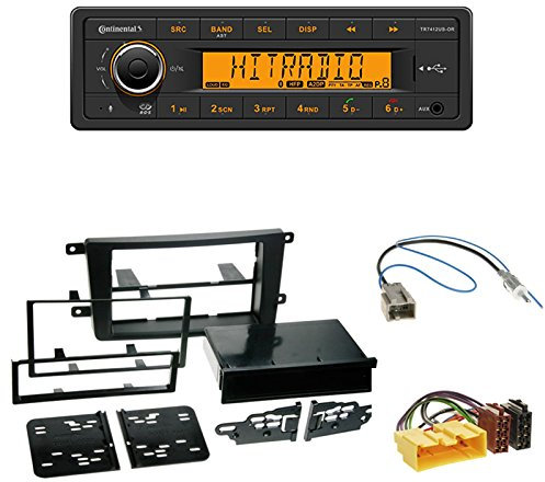 Radioeinbauset : Continental TR7412UB-OR Autoradio BT RDS USB MP3 + Radioblende mit Ablagefach schwarz + ISO Adapter + Antennenadapter GT13 kompatibel mit Mazda CX-9 (TB) 2007-08/2009