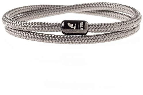 Wind Passion Bracelet Gris Aimanté Magnétique Corde Nautique pour Homme et Femme, Taille Medium