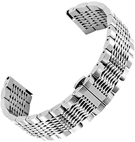 Kai Tian 20mm Armbanduhr Uhrenarmband Edelstahl Silber Mesh Watch Ersatzarmband für Damen Herren Quick Release Butterfly-Verschluss Ersatzband Armband