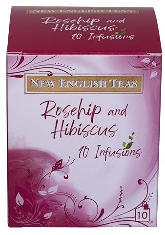 New English Teas Rosehip and Hibiscus Tea, 10 Individually Wrapped Teabags, Detox Tea
