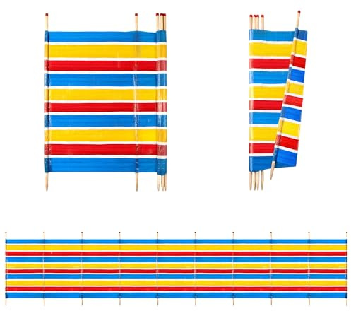 Yello Beach & Camping Windbreak, 6 Pole Sun & Wind Shelter, 120 x 371 cm Outdoor Privacy Screen