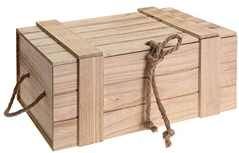 Meinposten Holzkiste mit Deckel geflammt vintage alt Truhe Natur Kiste Weinkiste B-WARE (Mittel: H 15 x B 36 x T 26 cm)