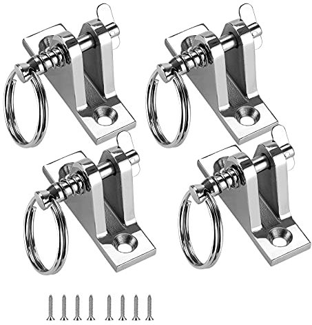TINGZHIGO Bimini Top Deck Hinge with Quick Release pin, Bimini Top Fitting Hardware 90° Deck Hinge, 316 Stainless Steel, Installation Screws(4 Packs)