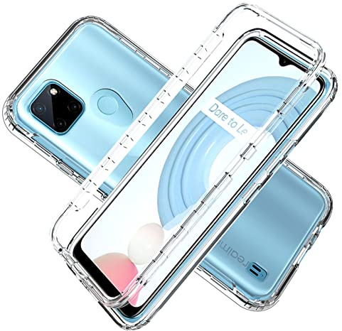 LXHGrowH Funda para Realme C21Y - Carcasa Completa Anti-Shock [360°] Full Body Protección [Silicona TPU Frente] y [Duro PC Back] para Realme C25Y / Realme C21Y - Cover Doble [Transparente]