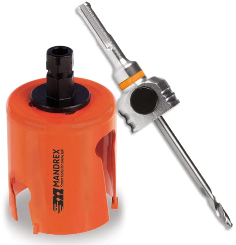 Mandrex | Mehrzweck Lochsäge SuperXcut Hartmetallzähnen, 60mm Schnitttiefe, mit Aufnahme |MHMQ0177B+MX200020SB| Ø 177mm