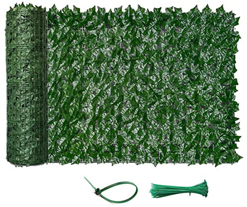 Vinclus Pantalla de Privacidad de Hiedra Artificial, Seto Artificial de Ocultacion, Valla de Balcón de Jardín, Decoración de Hojas Artificiales Exterior, 1 x 3 Metro(2 * 50 X 300cm)