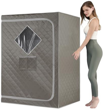 ZONEMEL Sauna-Zelt in voller Größe, tragbar, für eine oder zwei Personen, Ganzkörper-Spa für Entspannung, Entgiftung, Dampfgarer nicht im Lieferumfang enthalten (LxBxH): 47.24x31.5x63 cm, dunkelgrau)
