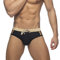 FEOYA Men's Swimming Briefs with Pouch Sexy Low Rise Swim Briefs Summer Bikini Bottoms Drawstring Swimming Costume Sport Swimwear Micro Swimming Trunks Beach Padded Underwear Black White Plain C-05 L