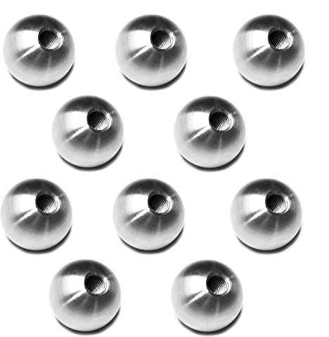 PRIOstahl Zierkugel Vollkugel mit Gewinde Edelstahlkugeln Stabkugel Endkappe - 10 x Kugel für M6 Stab als Zierelemente für Geländer Zaun Treppengeländer Handlaufhalter aus Edelstahl V2A