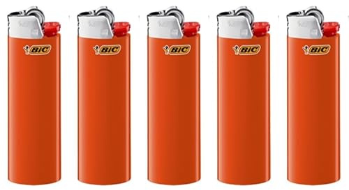 BIC J26 Maxi Feuerzeug, Gemischte Farben und BIC Ständer – Leicht und Zuverlässig (Orange, 5)