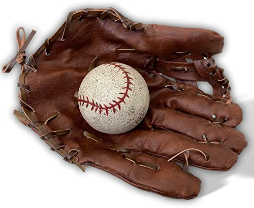 Baseball Handschuh mit Ball Dekoration Wanddeko USA Kunstleder Antik-Stil 23cm