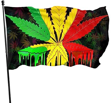 Dekoration Flagge Marihuana-Blatt-Unkraut-Cannabis, Lichtbeständige Fahnen Robuste Piratenflagge Für Veranda Party Parade,3X5Ft