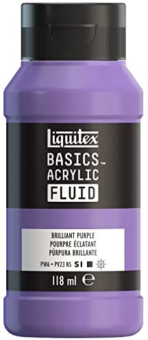 Liquitex Basics Fluid - Pintura acrílica de consistencia fluida, secado rápido, resistente a la luz, impermeable, acabado satinado permanente, bote 118 ml, púrpura brillante