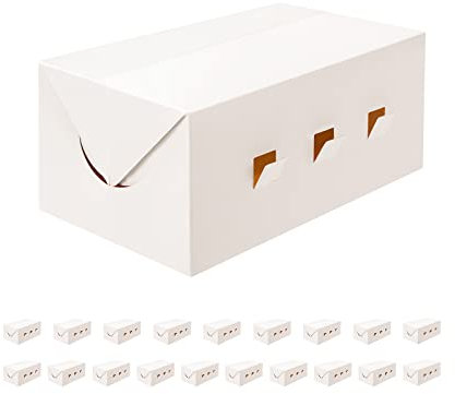 BAKIPACK 20 Rectangle Take Out Food Containers, 7x4x3 Inches, White Cardboard Lunch Boxes, Catering Boxes, Take Out Boxes-Fast Top, Paper Food To Go Boxes