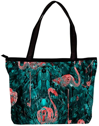 Tote Bag Damen Satchel Bag Handtasche Stylische Tote Handtasche für Damen Hobo Bag Fashion Crossbody Bag,Ölgemälde Abstrakte Kunst Flamingo