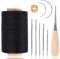 Kit De Couture De Fil Ciré En Cuir De 250 M Comprenant Une Aiguille De Fil à Coudre, Un Kit De Réparation De Tapisserie D'ameublement En Cuir Pour La Couture Et La Réparation (Noir)