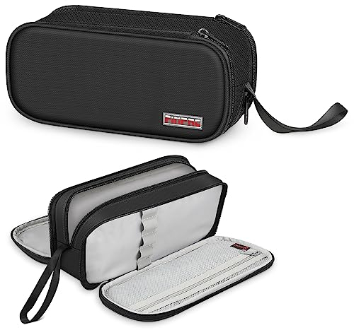 FINPAC Federmäppchen Federtasche - Große Kapazität Mäppchen mit 3 Fächer Stiftetasche Schlamperbox Bleistifttasche Schulmäppchen für Schule & Büro, (Schwarz)