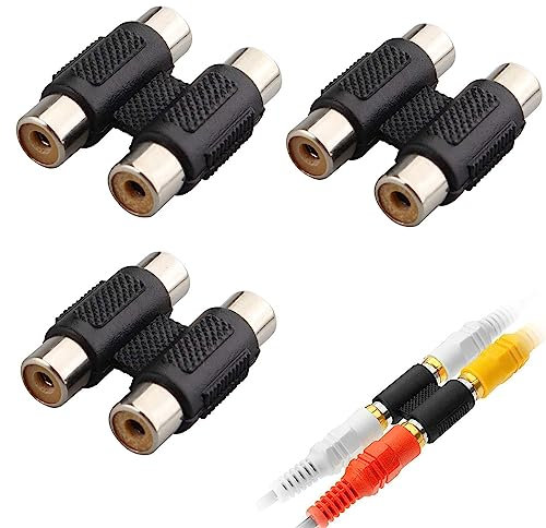 3PCS RCA to RCA Phono Joiner - Double Female Straight Connector for Audio Extension